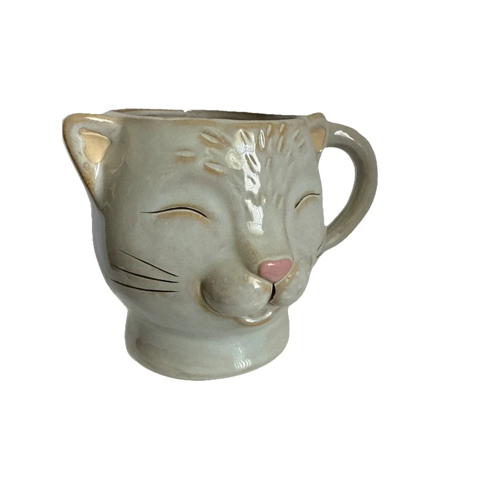 Cat Mug Smiley Kitten 3D Stoneware Mug Boston Warehouse Trading Corp Large 18 Oz